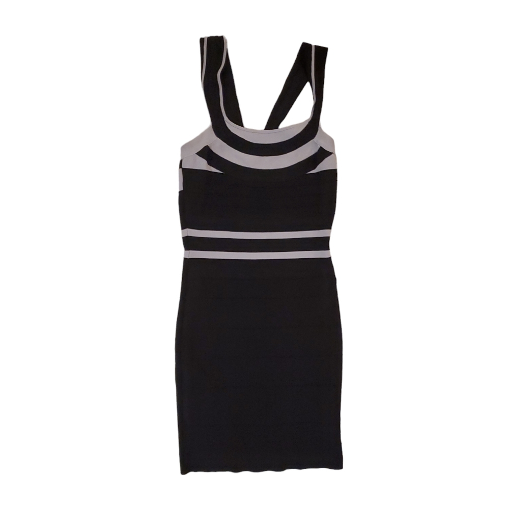 Express Women's Black Gray Bodycon Bandage Sleeveless Dress Small
